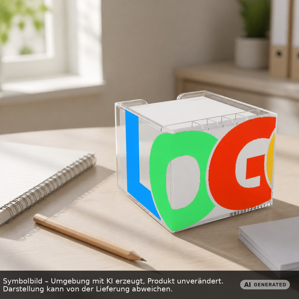 Zettelbox mit Köcher "Sigma", doppelwandig als Werbeartikel mit Logo bedrucken