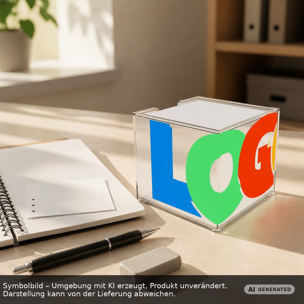 Zettelbox "Sigma", doppelwandig als Werbeartikel mit Logo bedrucken