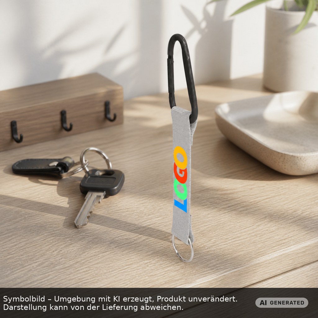 Kurz-Schlüsselband/Kurz-Lanyard "Duo" als Werbeartikel mit Logo bedrucken