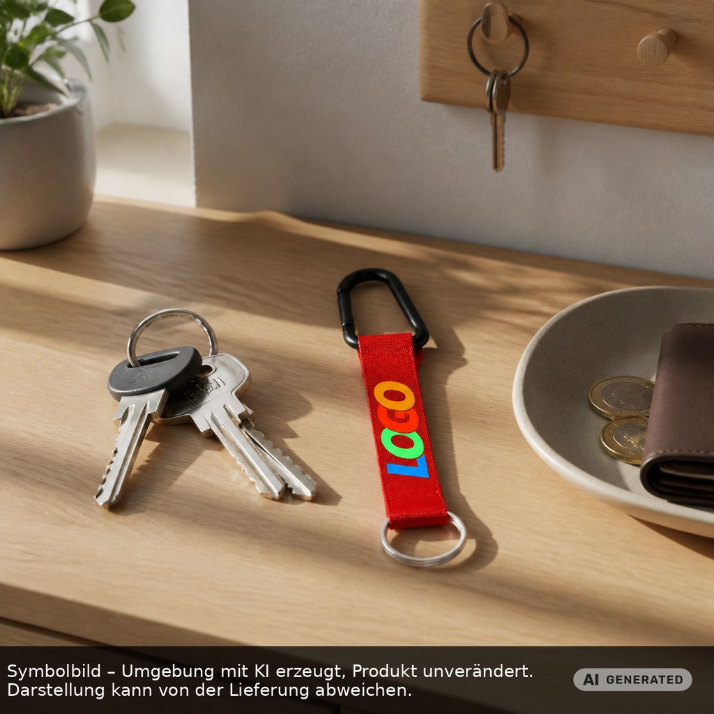 Kurz-Schlüsselband/Kurz-Lanyard "Duo" als Werbeartikel mit Logo bedrucken