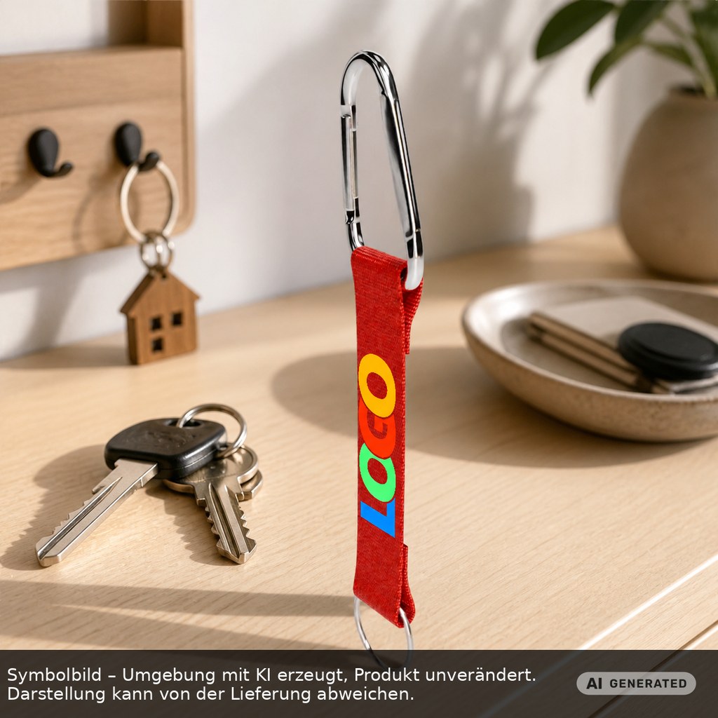 Kurz-Schlüsselband/Kurz-Lanyard "Duo" als Werbeartikel mit Logo bedrucken