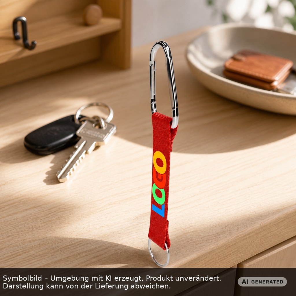 Kurz-Schlüsselband/Kurz-Lanyard "Duo" als Werbeartikel mit Logo bedrucken