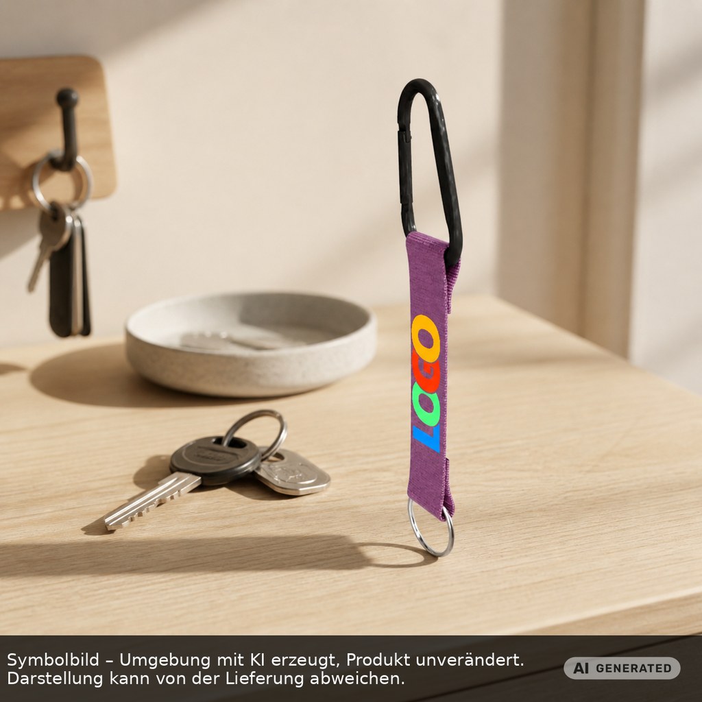 Kurz-Schlüsselband/Kurz-Lanyard "Duo" als Werbeartikel mit Logo bedrucken