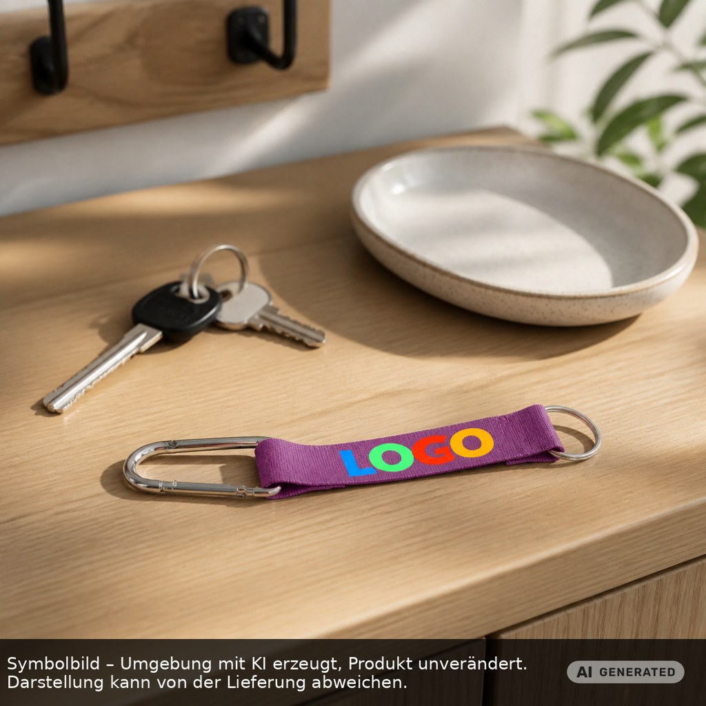 Kurz-Schlüsselband/Kurz-Lanyard "Duo" als Werbeartikel mit Logo bedrucken