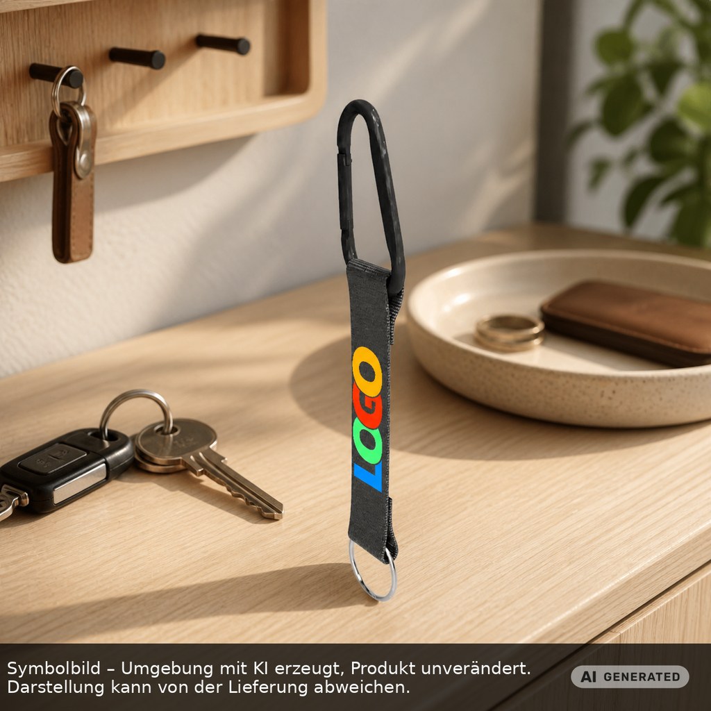 Kurz-Schlüsselband/Kurz-Lanyard "Duo" als Werbeartikel mit Logo bedrucken