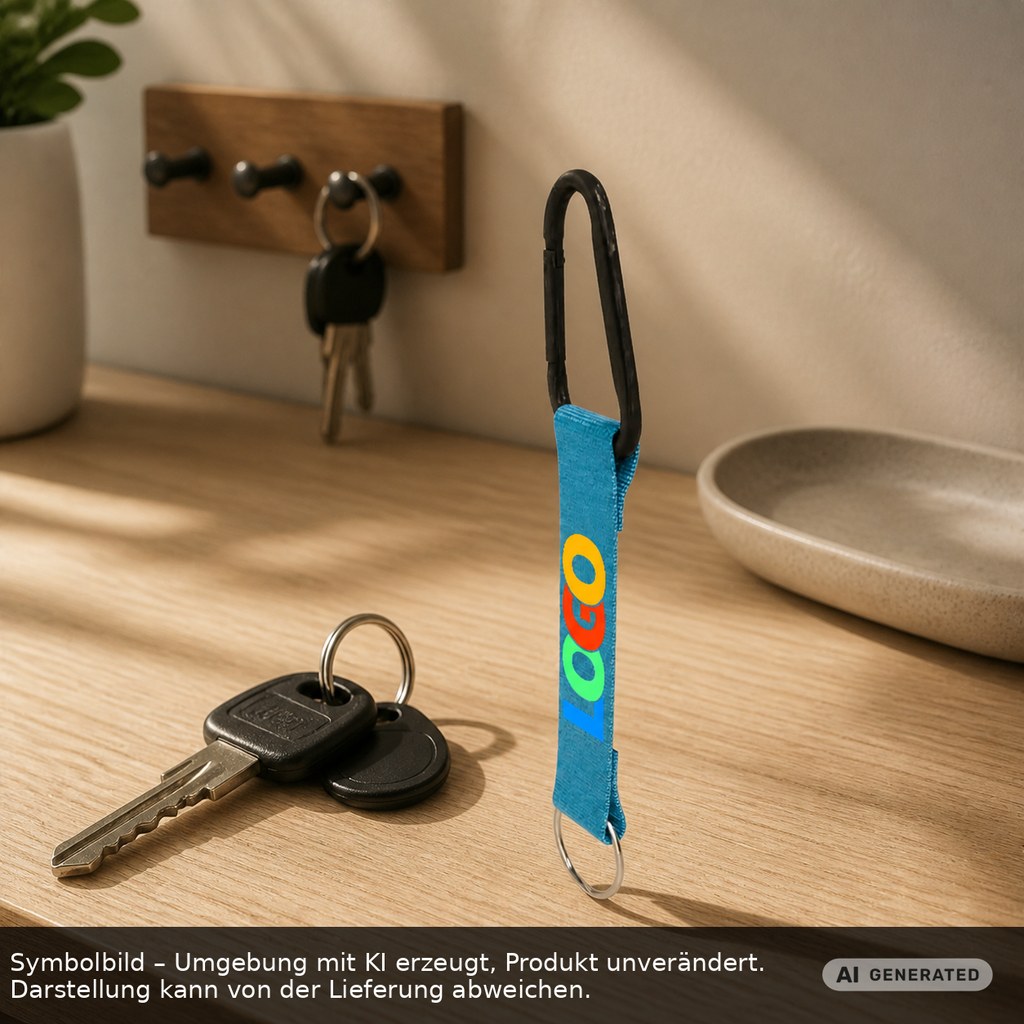 Kurz-Schlüsselband/Kurz-Lanyard "Duo" als Werbeartikel mit Logo bedrucken