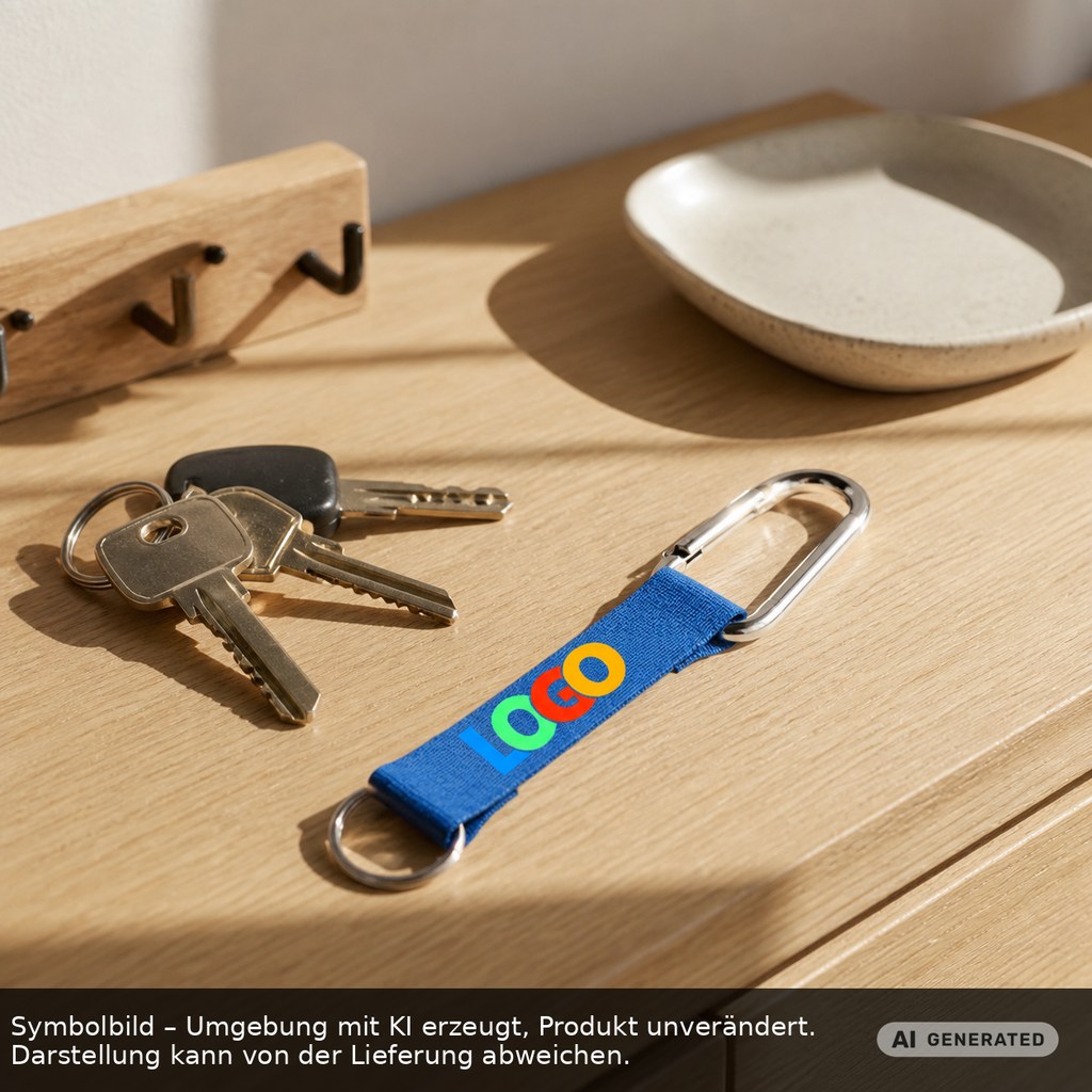 Kurz-Schlüsselband/Kurz-Lanyard "Duo" als Werbeartikel mit Logo bedrucken